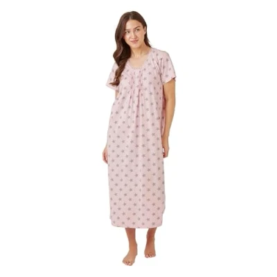 Image of INSIGNIA Womens Cotton Jersey Nighties Nightdress (Baby Pink Star, 22 24)