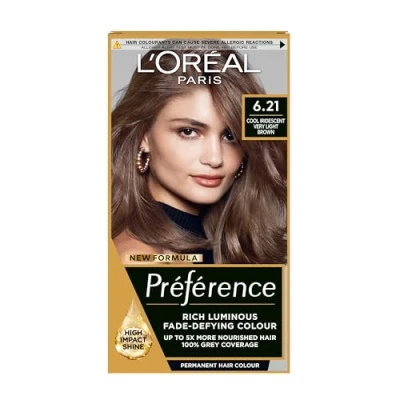 Image of L&#039;Oreal Paris Preference Hair Dye, Long Lasting, Luminous Permanent Colour, 6.21, Zurich (Packaging may vary)