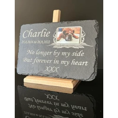 Image of R.I.P. In loving Memory of Pet Memorial Plaques 30cm x 20cm. Plaque Grave Stones / Marker for Garden, Home Ornament or Personalised Engraved Bereavement Sympathy Remembrance Gift.