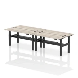 Image of Air B2B 1600x600mm Height Adjustable 4P Bench Desk CP Grey Oak/Black