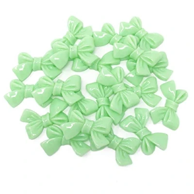 Image of Wedding Touches 20x Green 25mm Resin Bow Shabby Chic Flatbacks Craft Cardmaking Embellishments