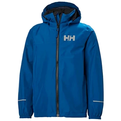 Image of Helly Hansen Unisex Kids Rain Jacket, Deep Fjord, 8 UK