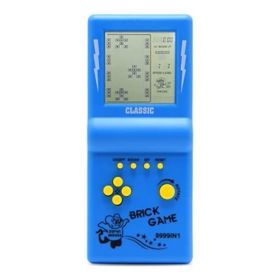 Image of HLF 3.5 inch Large Screen Retro Brick game console for the 80s/90s Building Block Racing/Tank Built in 23 Classic Games Nostalgic Puzzle Children&#039;s (Blue)