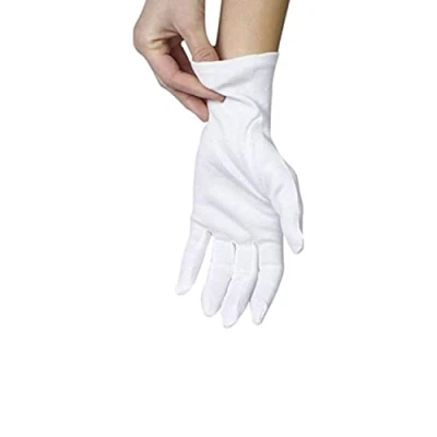 Image of 2 Pairs 100% Cotton Gloves for Moisturizing Night Gloves, White Dry Hands Eczema, Size M
