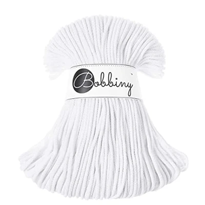 Image of Bobbiny Junior 3mm Braided Macrame Cord (White) 100m