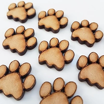Image of 10x 20mm Dog Animal Paws Wood Craft Blank Shapes Embelishments Laser Cut Shape MDF
