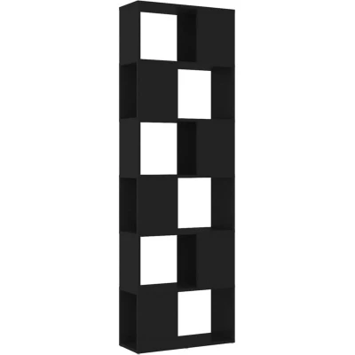 Image of vidaXL Book Cabinet Room Divider Black 60x24x186 cm Engineered Wood