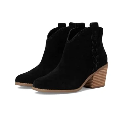 Image of TOMS Women&#039;s Constance Ankle Boot, Black Suede/Braid, 4.5 UK