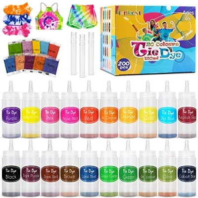 Image of lenbest Tie Dye Kit, Kits for Dyeing Fabric, Fashion DIY Clothes Fabric Textile Paints Set, Creative Art Craft Kids &amp; Adults (20 Colors)