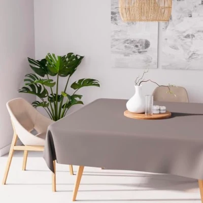 Image of Soleil d &#039;Ocre 814234 Alix Anti Stain Square Tablecloth Polyester 180 x cm Mocha