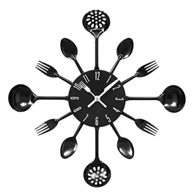 Image of Premier Housewares 2200502 Cutlery Wall Clock Black , H33 x W33 D4cm