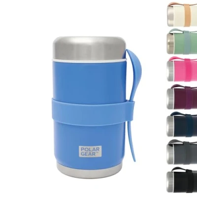 Image of 520ml Insulated Food Flasks for Hot Double Wall Stainless Steel Flask With Spoon Thermal Lunch Box keeps Meals Drinks or Cold 6 Hours Leakproof Soup Containers (Cornflower)