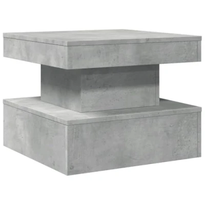 Image of vidaXL Coffee Table with LED Lights Engineered Wood Side in Concrete Grey USB Connector, Modern Ambient Lighting for Living Room/Office