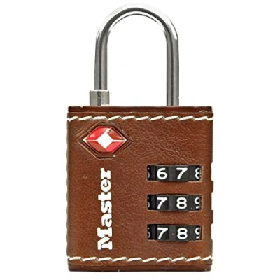 Image of Master Lock 4692EURDBRN Combination Travel Padlock TSA Certified, Brown Leather, 5,5 x 3 2,6 cm