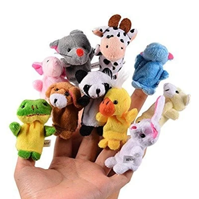 Image of CHSYOO 10 x Small Animal Finger Puppets Plush Cartoon Hand Puppet Toy, Gift for Children Birthday Kids Party Baptism Baby Shower