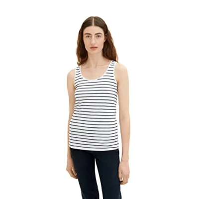 Image of TOM TAILOR Ladie&#039;s 1036260 Top, 32082 Offwhite Navy Stripe, XXS