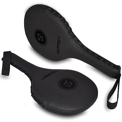 Image of AQF Focus Paddles Taekwondo Kick Pads Racket Pair for Karate Boxing Martial Arts Training Equipment Target Kickboxing 2 Piece (Matte Black)