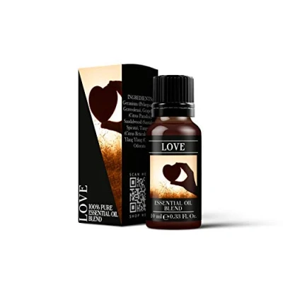 Image of Mystix London Love Pure &amp; Natural Essential Oil Blend 10ml for Diffusers, Aromatherapy Massage Blends Perfect as a Gift Vegan, GMO Free