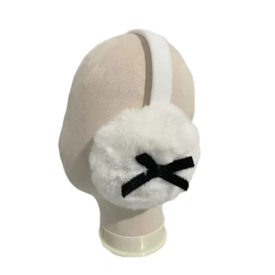 Image of xbiez Foldable Winter Earmuff Soft &amp; Warm Ear Covers for Women Teens Girl Lovely Bow Plush Protectors Outdoor Muffs