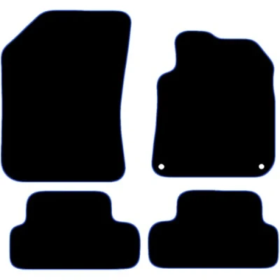 Image of Carsio Carpet Car Mats For Peugeot 308 GT 2015 2017 Tailored Fit Floor Mat Set Complete Accessory Black Custom Fitted All Weather, Anti Slip Backing &amp; Blue Trim