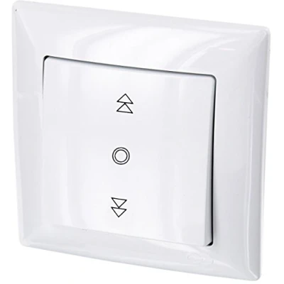Image of UP shutter switch, rolling shutter, all in one frame, flush mounted insert and cover (series G1, pure white)