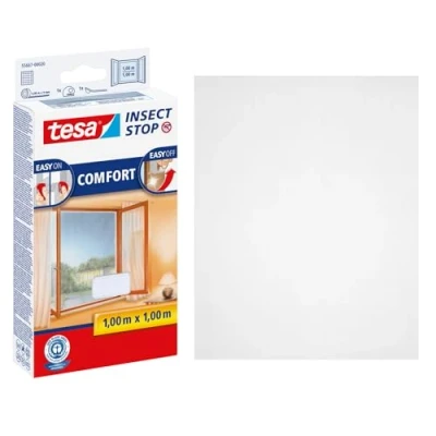 Image of tesa Insect Stop COMFORT for Windows Window Screen with Self Adhesive Hook &amp; Loop Mesh in White, 100 cm x