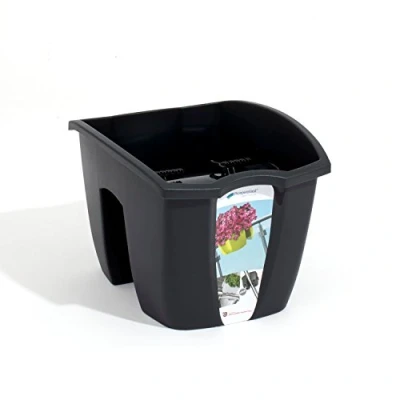 Image of 7 ltr Graphite S size CROWN flower pot for railing, 3 sizes, 4 colours