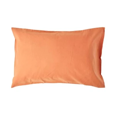 Image of HOMESCAPES Luxury Soft Linen Pillowcase Plain Natural Textured Burnt Orange French Flax Fibre &amp; Pure 100% Cotton Blend King Size