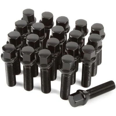 Image of GAsupply 20pcs Extended Tapered Seat Wheel Bolts for Spacer M14x1.5, 40mm Thread, 17mm Hex Aftermarket Most Audi Volkswagen (Black)