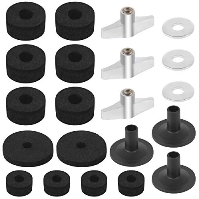 Image of 21 Pieces Cymbal Replacement Accessories, Drum Kit Accessories Set include Felts, Sleeves with Base, Wing Nuts and Washer