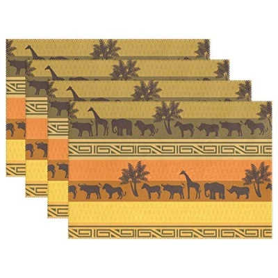 Image of Placemats African Animals Place Mats Dining Table Christmas Decoration 4pcs