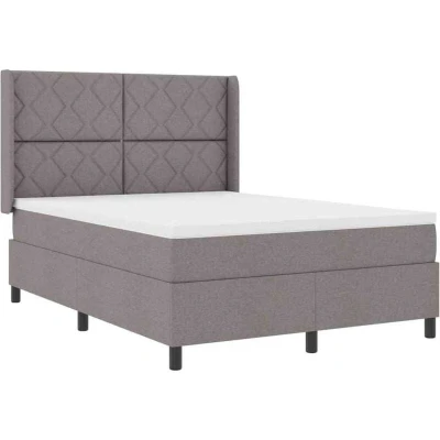 Image of Box Spring Bed with Mattress &amp; LED Taupe 140x200 cm Fabric vidaXL