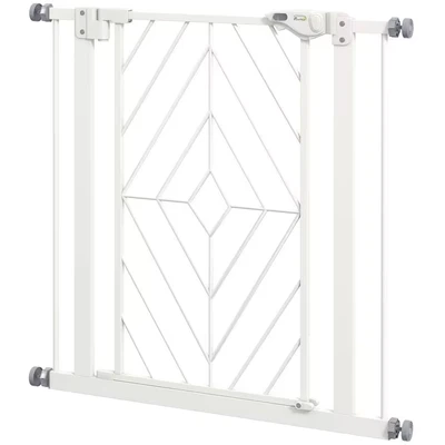 Image of PawHut Pressure Fit Safety Gate for Doorways and Staircases, Dog with Auto Closing Door, Pet Barrier Hallways Double Locking, Openings 74 80cm White