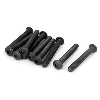 Image of Sourcingmap M6 x 45mm Alloy Steel Hex Socket Button Head Machine Screws Black 10PCS