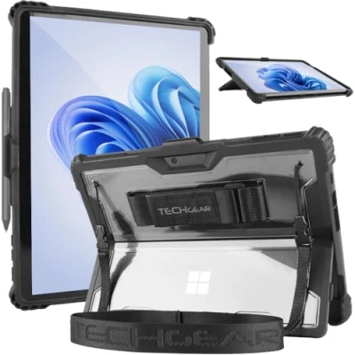 Image of TECHGEAR DuraTUFF Case for Microsoft Surface Pro 11 / 10 9 [Signature Keyboard Compatible] Tough Rugged HEAVY DUTY Armour Shockproof with Hand &amp; Shoulder Strap, Stand Cover Pen Holder