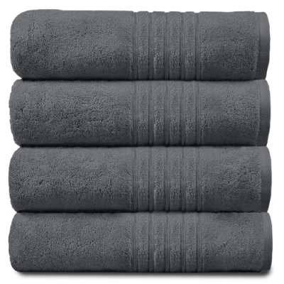 Image of GC GAVENO CAVAILIA 450 GSM Jumbo Bath Sheet, 100% Egyptian Cotton, Charcoal, Pack of 4 Hand Towel