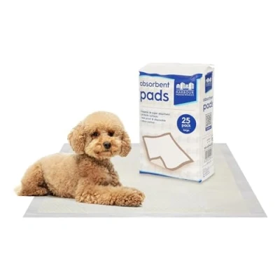 Image of Harbour Housewares Disposable Puppy Pads 60cm x 25x Large Absorbent Training Leak Proof Pee for Dogs, Cats, Kittens Potty Mats