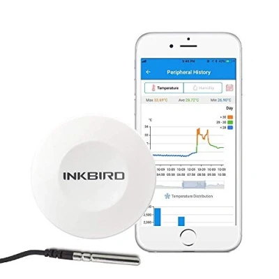 Image of Inkbird IBS TH1 Temperature Data Logger Recorder Bluetooth Thermometer Hygrometer Wireless Humidity Monitor for Incubator Reptile Vivarium Greenhouse