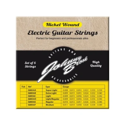 Image of Johnny Brook Set of 6 Nickel Wound Electric Guitar Strings (Extra Light)