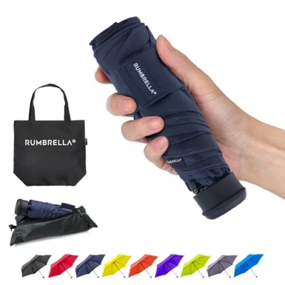 Image of RUMBRELLA 43in Mini Travel Umbrella, UV Pocket Portable Compact Folding Small Light Weight Waterproof Brolly, Rain and Sun Umbrellas （Navy Blue）