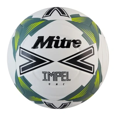 Image of Mitre Impel One Level Training Football Soccer Ball White/Black/Sage Leaf Size 5