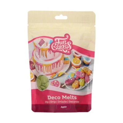 Image of FunCakes Deco Melts Green Apple Flavour Melt in The Microwave and Pour Every Shape. Make Candy, Drip Cakes, Lollipops Decorate Cookies Cupcakes! AZO Free. 250 g.