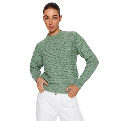 Image of Trendyol FeMan Regular fit Basic Crew Neck Knitwear Sweater,Mint,M