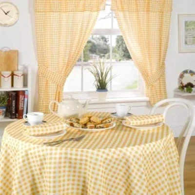 Image of Emma Barclay Molly Gingham Table Cloth in Lemon 52x52 (132x132cm)