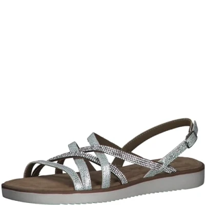 Image of Tamaris Women&#039; 1 28600 42 Flat Sandal, Silver Comb, 4 UK