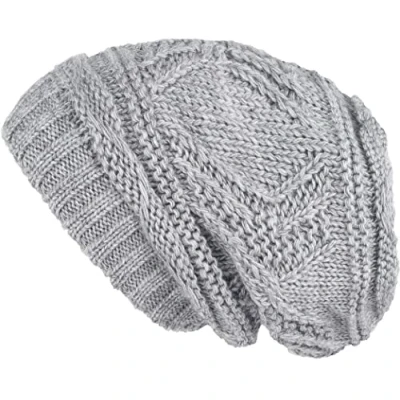 Image of Lilax Knit Slouchy Oversized Soft Warm Winter Beanie Hat Light Gray, One Size