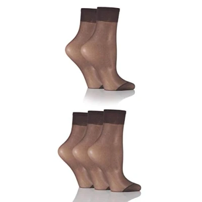 Image of 5 Pair Nearly Black 15 Denier Ankle Highs Ladies 4 8 SOCKSHOP