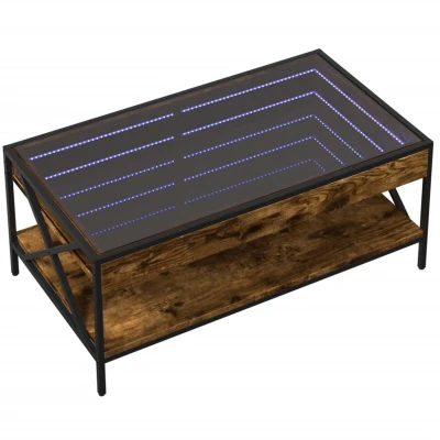 Image of vidaXL Coffee Table with Infinity LED Smoked Oak 90x50x38 cm