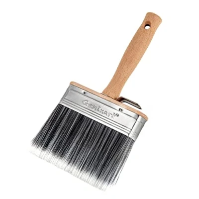Image of Genixart Shed &amp; Fence Block Paint Brush 5 inch Big Decking Stain Brush, Large Masonry Paintbrush Wide Limewash for Brick Concrete Walls Wooden Base Screwed Threaded Extension Pole