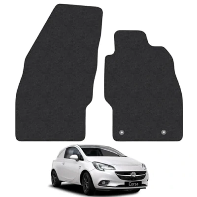 Image of Floor Mats for Vauxhall Corsa Van D (2006 2014) Carpet Tailored Fit Mat Set Black Accessory Custom Fitted 2 Pieces Bound Edges Front Anti Slip Backing &amp; Trim Edging